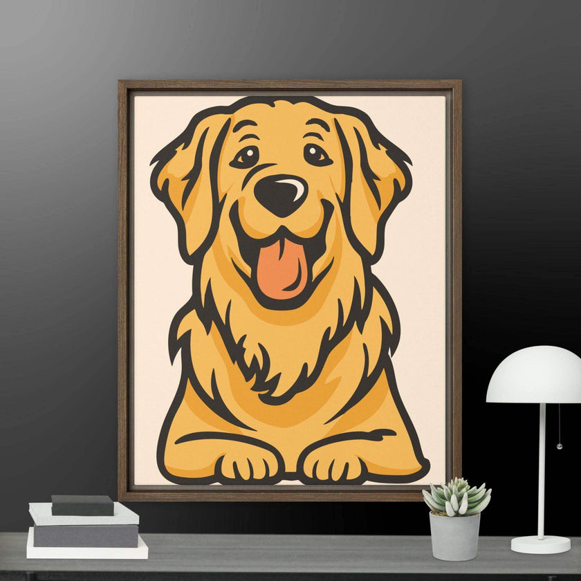 Golden Cute Dog Framed canvas - STYLISHOUR