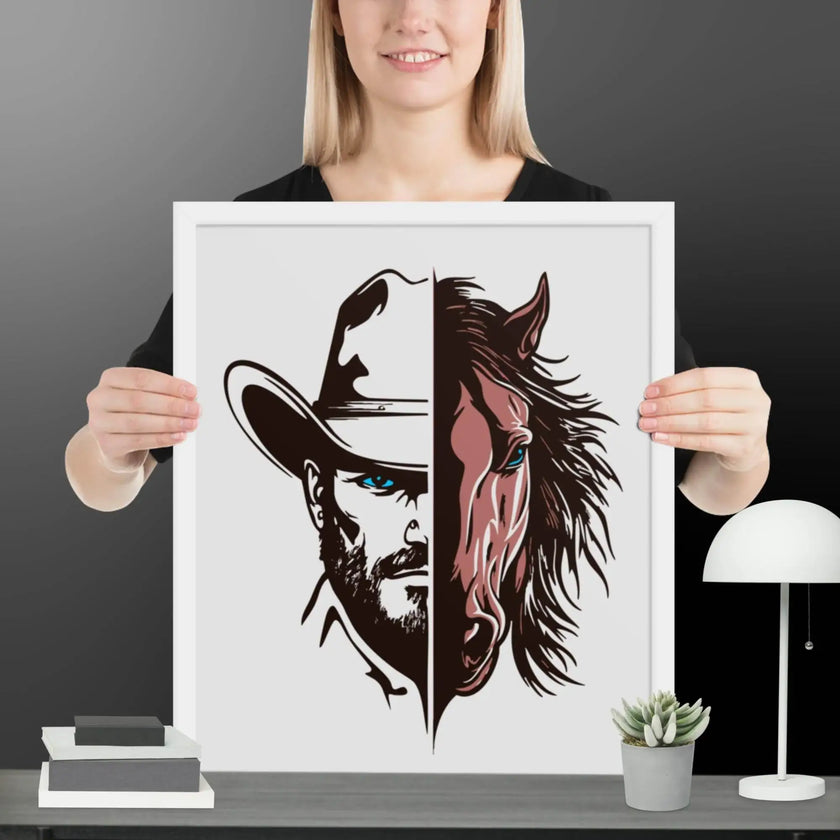 Western Whinny – Fusion of Horse Cowboy Poster - STYLISHOUR