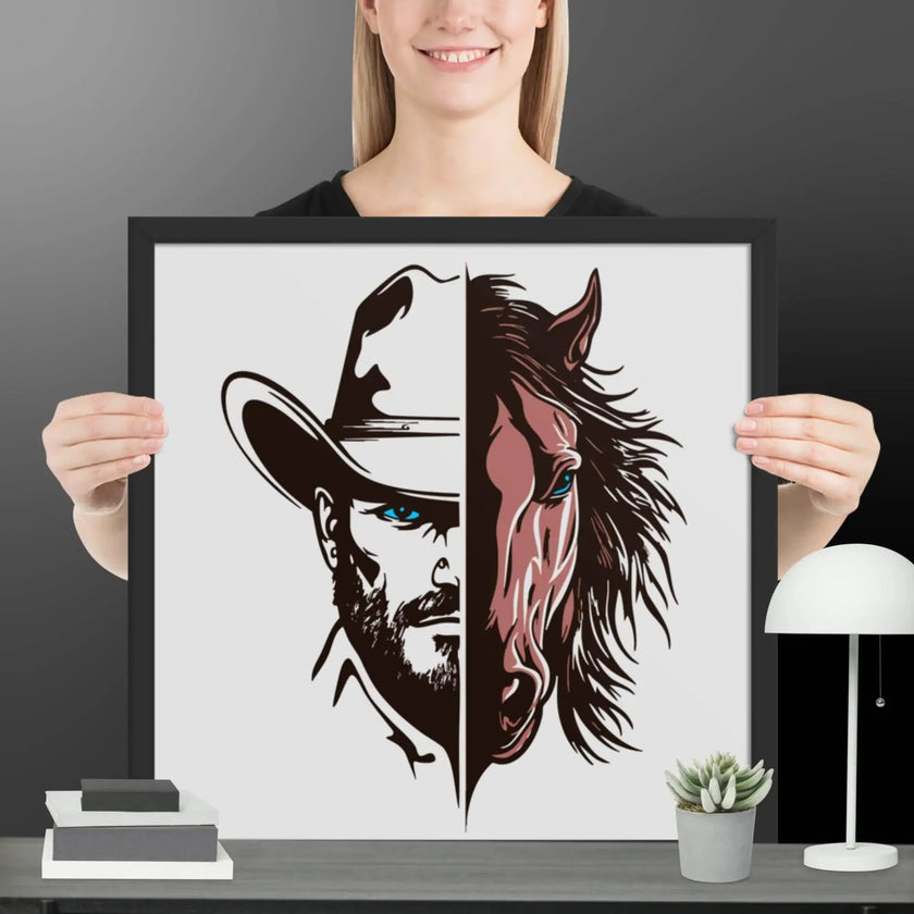 Western Whinny – Fusion of Horse Cowboy Poster - STYLISHOUR