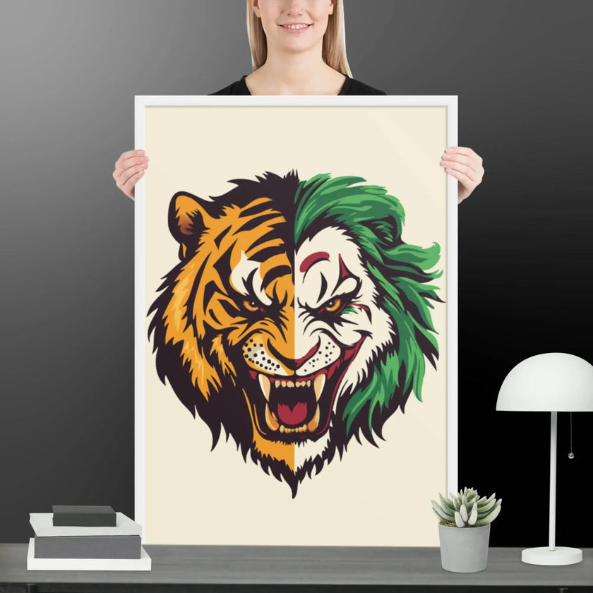 Roaring Madness – Joker Lion Fusion Art Print - STYLISHOUR