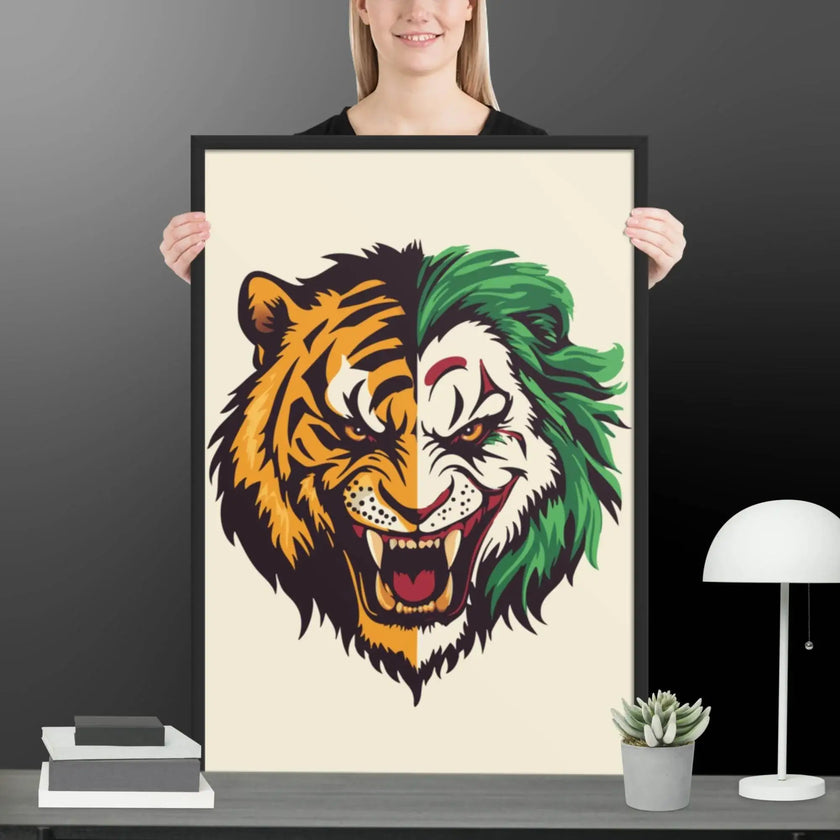 Roaring Madness – Joker Lion Fusion Art Print - STYLISHOUR