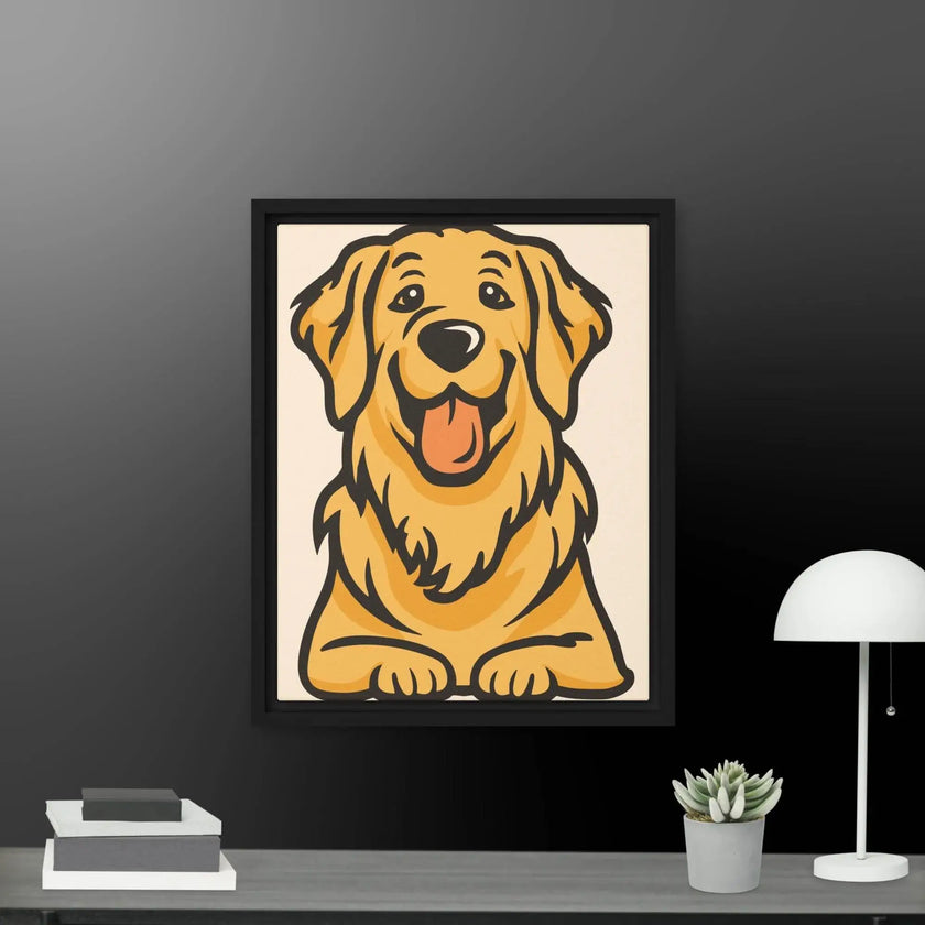 Golden Cute Dog Framed canvas - STYLISHOUR