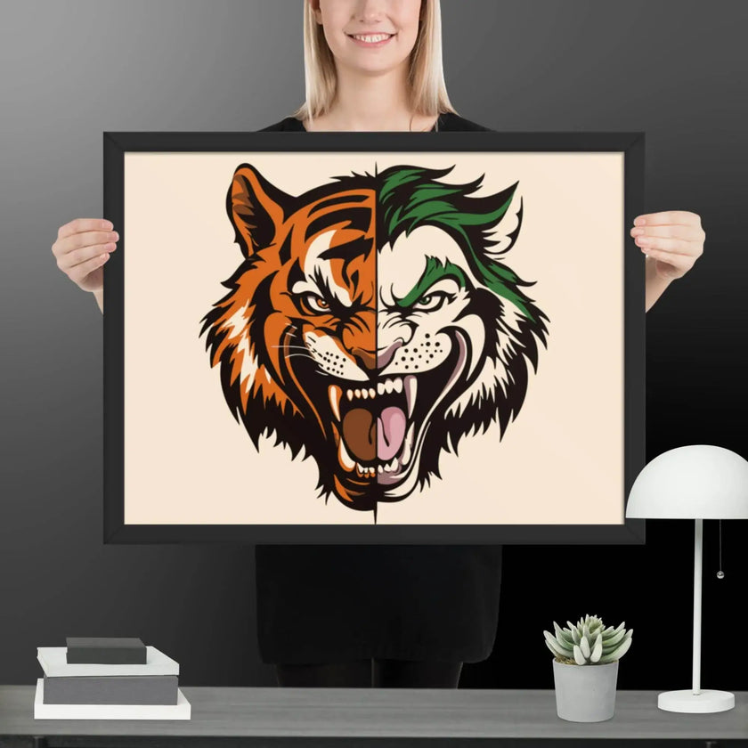 Roaring Madness – Joker Lion Fusion Art Framed poster - STYLISHOUR