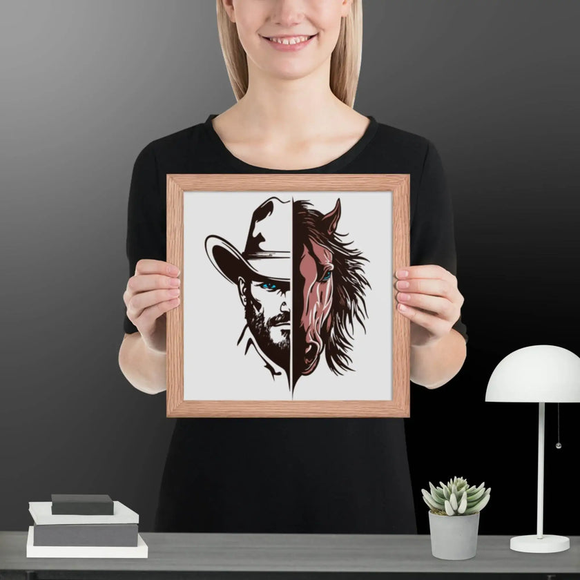 Western Whinny – Fusion of Horse Cowboy Poster - STYLISHOUR