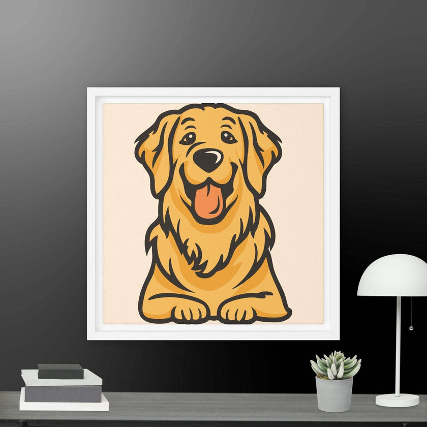 Golden Cute Dog Framed canvas - STYLISHOUR