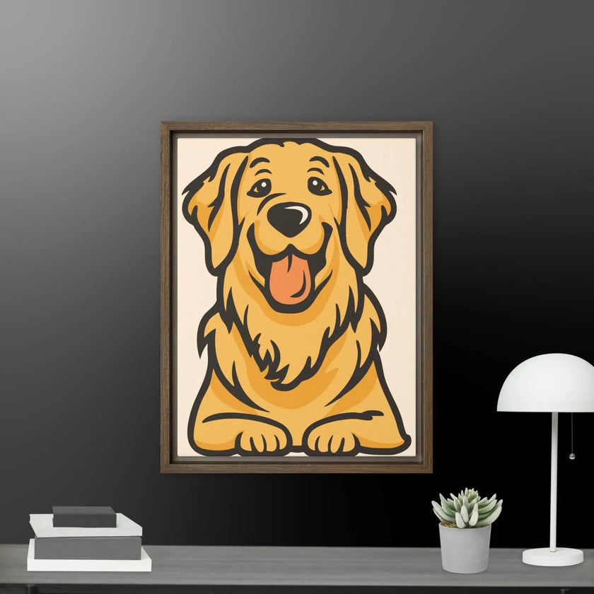 Golden Cute Dog Framed canvas - STYLISHOUR