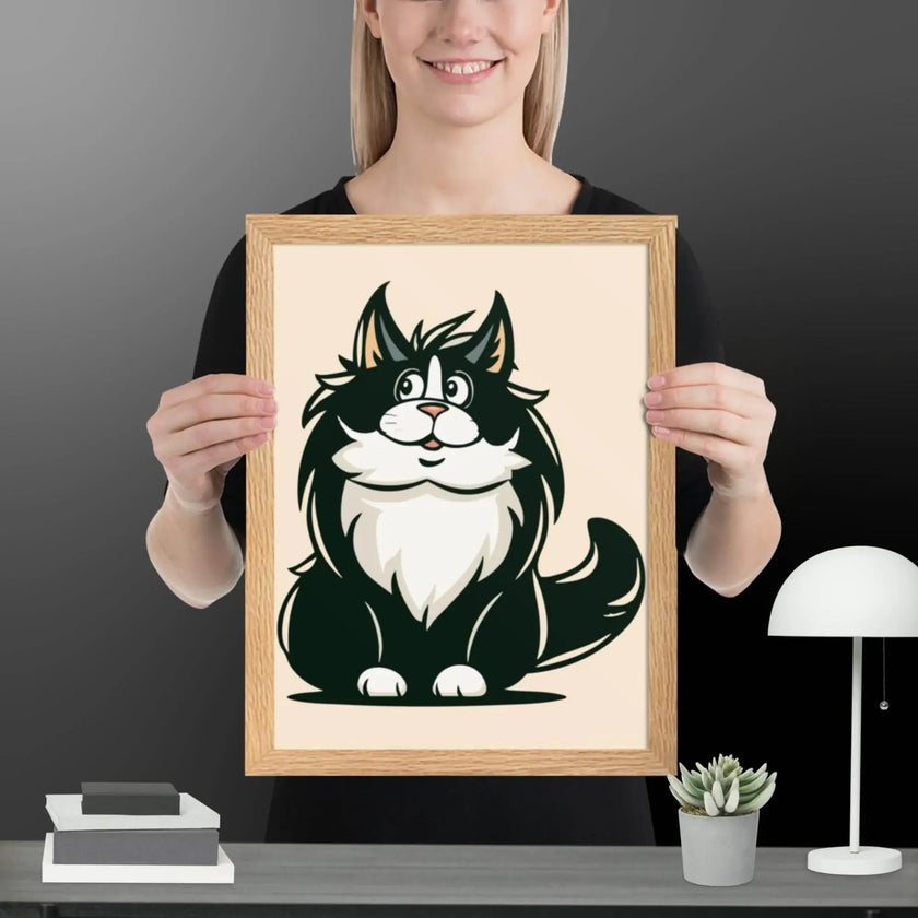 Cute Cat Illustration Framed poster - STYLISHOUR