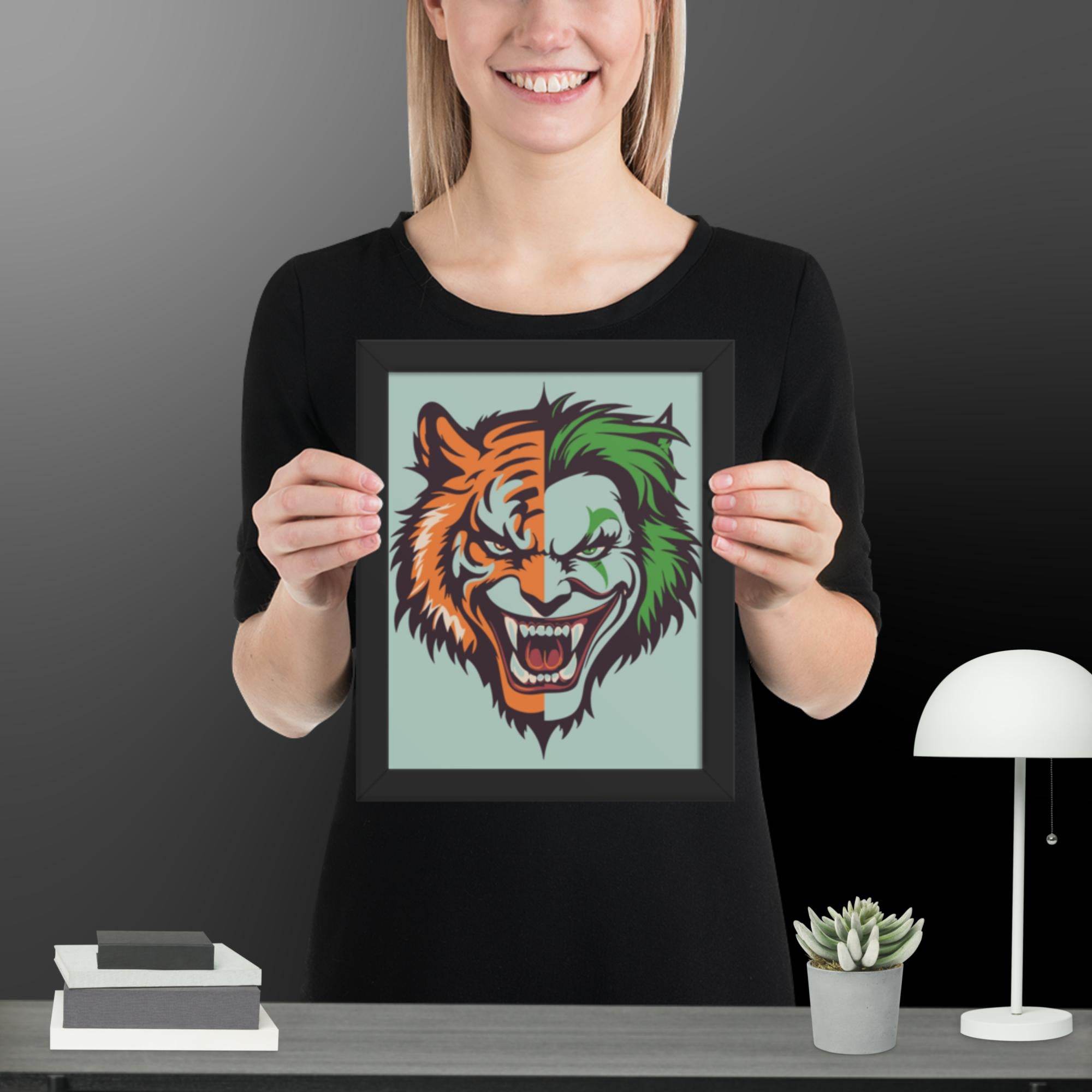 Savage Smile – Joker-Lion Fusion Framed poster - STYLISHOUR