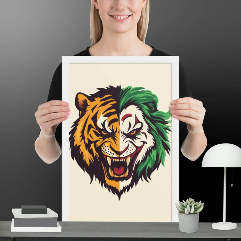 Roaring Madness – Joker Lion Fusion Art Print - STYLISHOUR