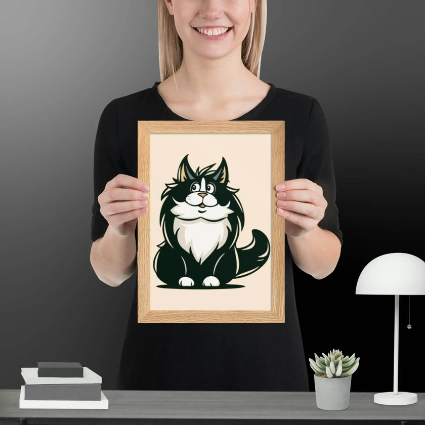 Cute Cat Illustration Framed poster - STYLISHOUR