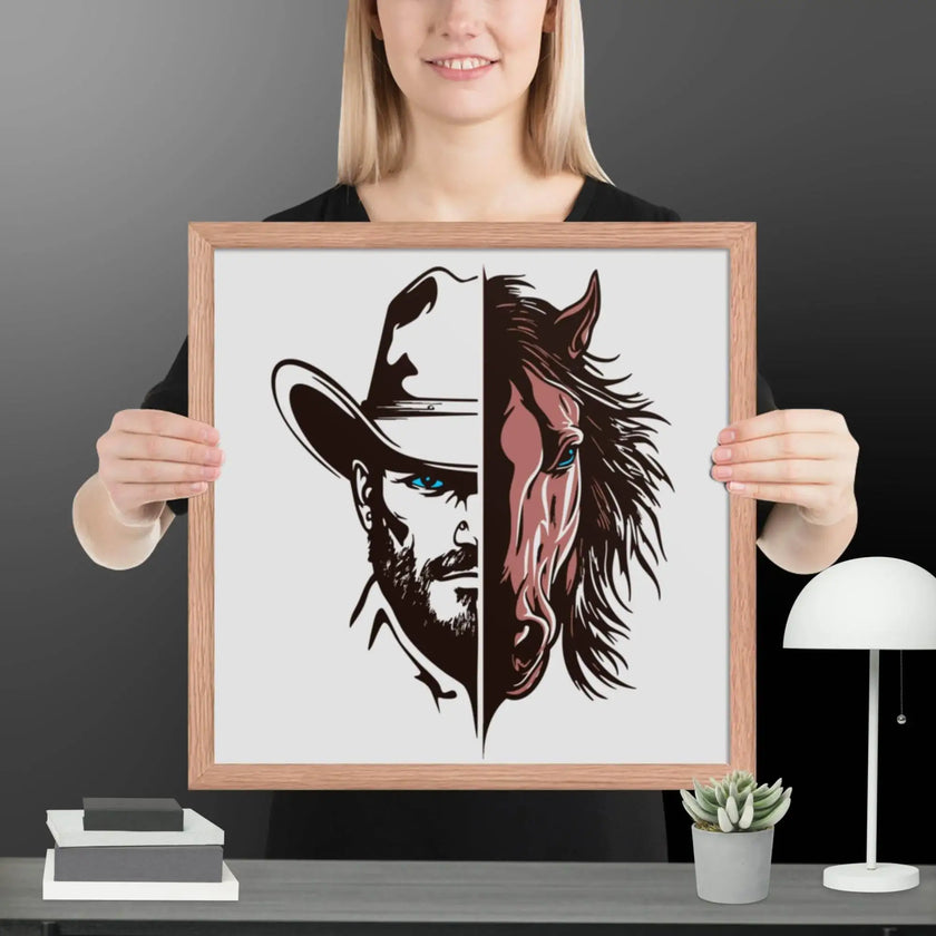 Western Whinny – Fusion of Horse Cowboy Poster - STYLISHOUR