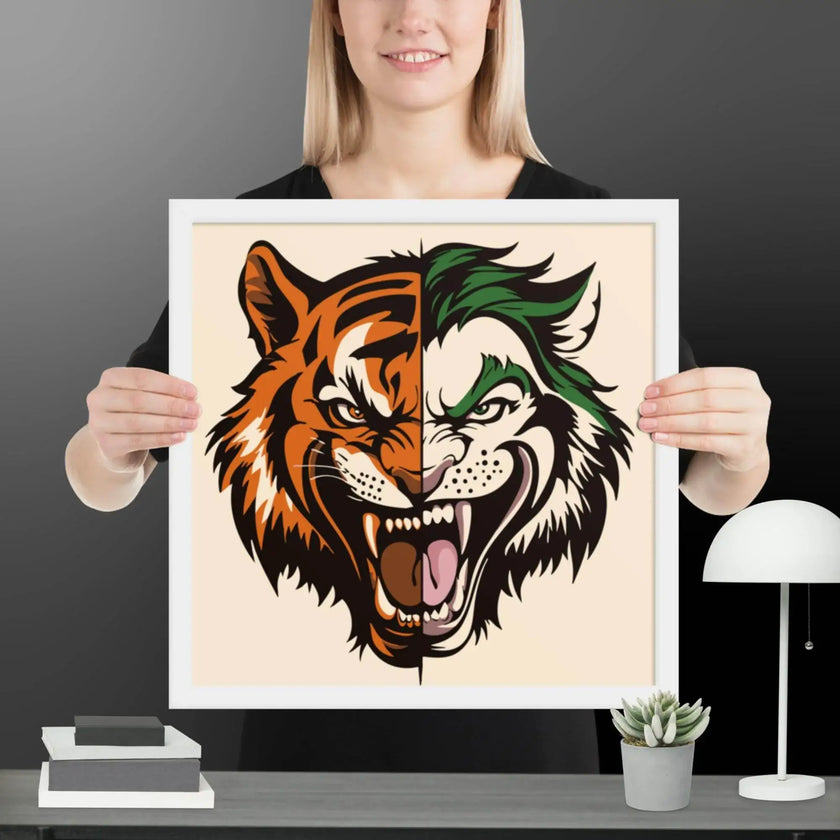 Roaring Madness – Joker Lion Fusion Art Framed poster - STYLISHOUR