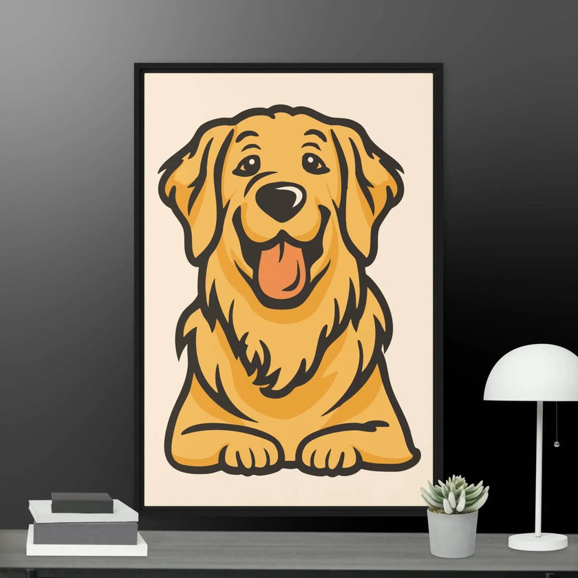 Golden Cute Dog Framed canvas - STYLISHOUR