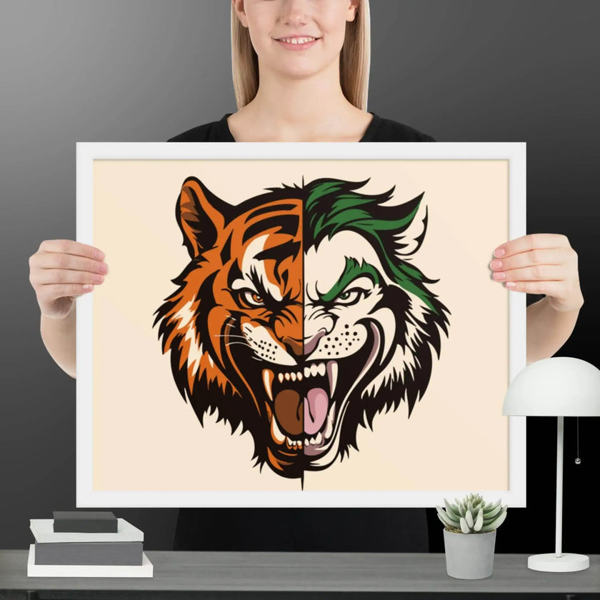Roaring Madness – Joker Lion Fusion Art Framed poster - STYLISHOUR
