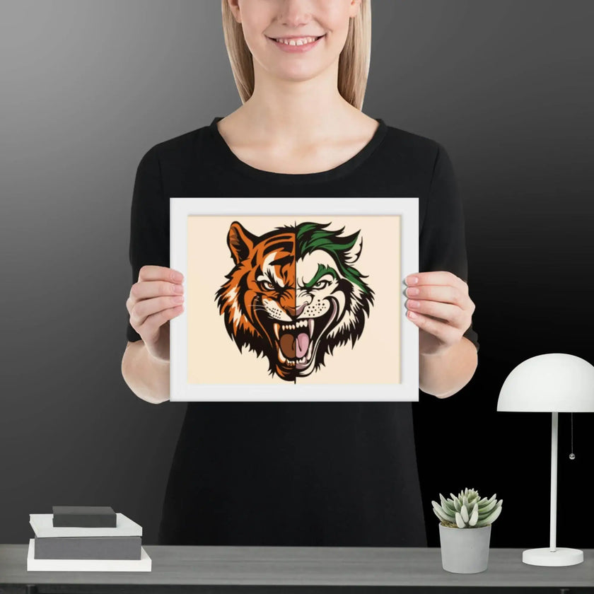 Roaring Madness – Joker Lion Fusion Art Framed poster - STYLISHOUR