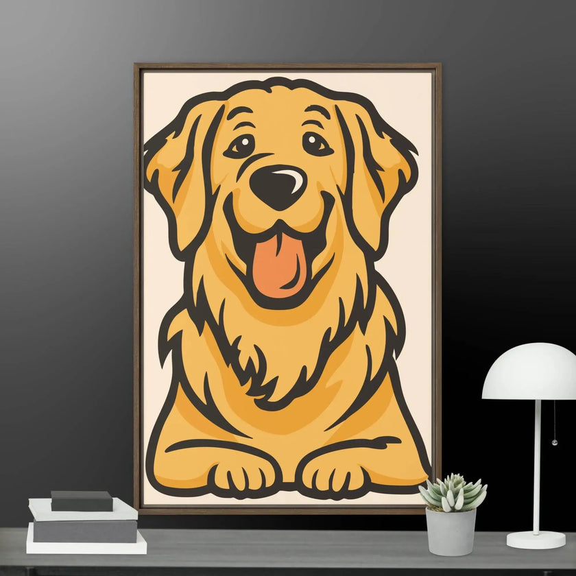 Golden Cute Dog Framed canvas - STYLISHOUR