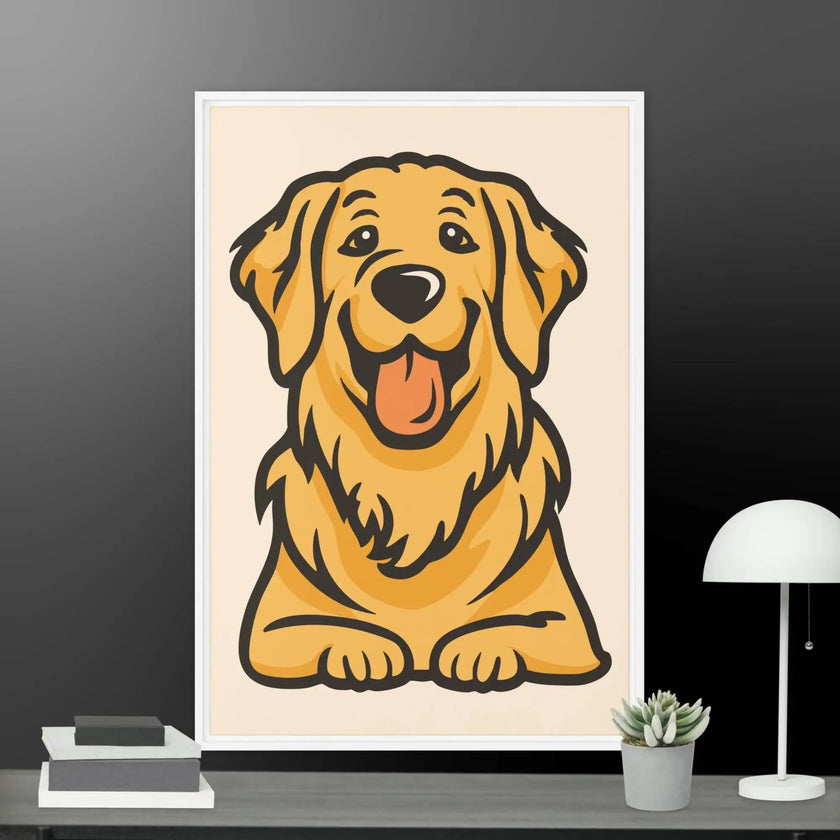 Golden Cute Dog Framed canvas - STYLISHOUR