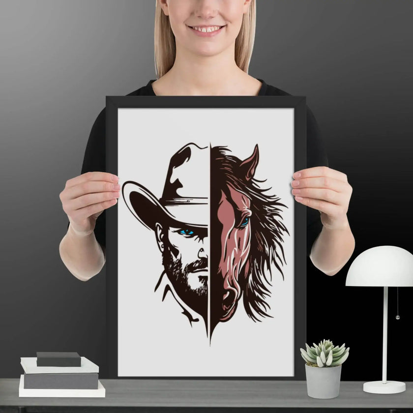 Western Whinny – Fusion of Horse Cowboy Poster - STYLISHOUR