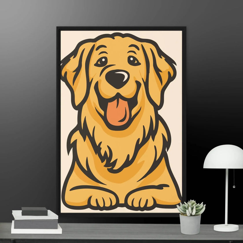 Golden Cute Dog Framed canvas - STYLISHOUR