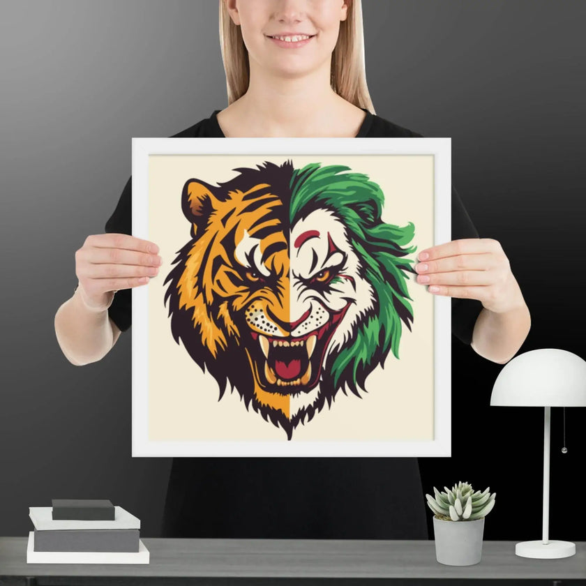 Roaring Madness – Joker Lion Fusion Art Print - STYLISHOUR