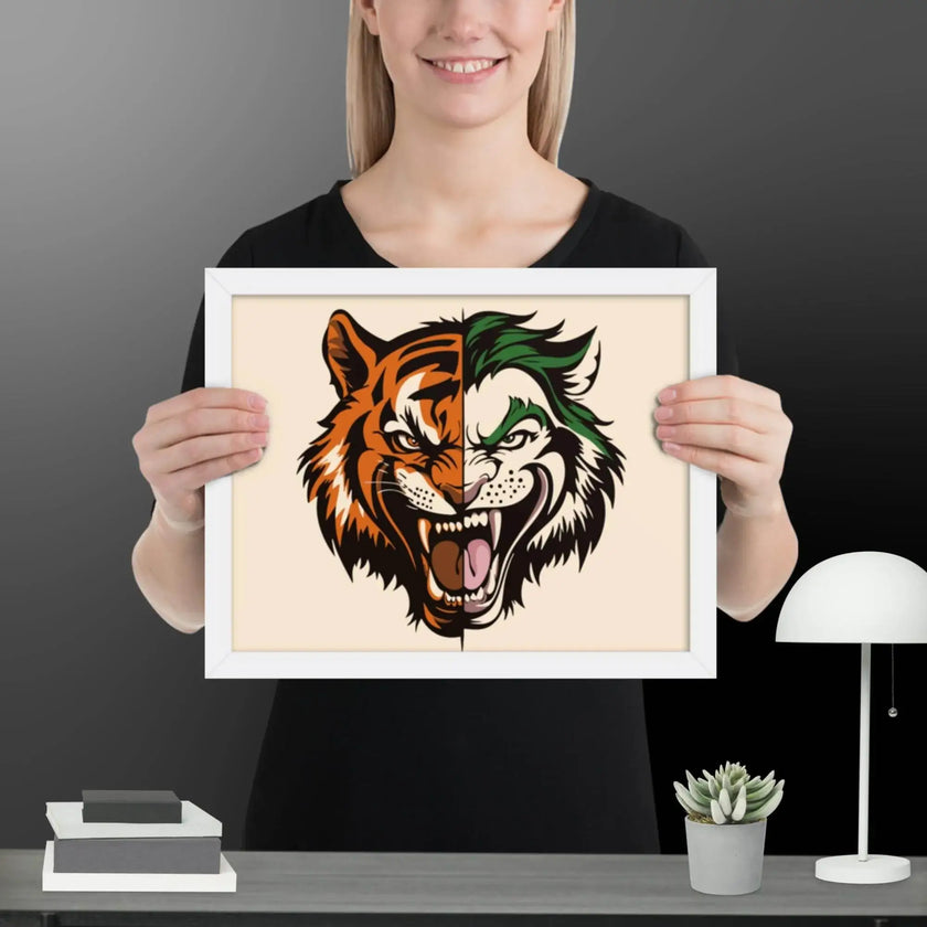 Roaring Madness – Joker Lion Fusion Art Framed poster - STYLISHOUR