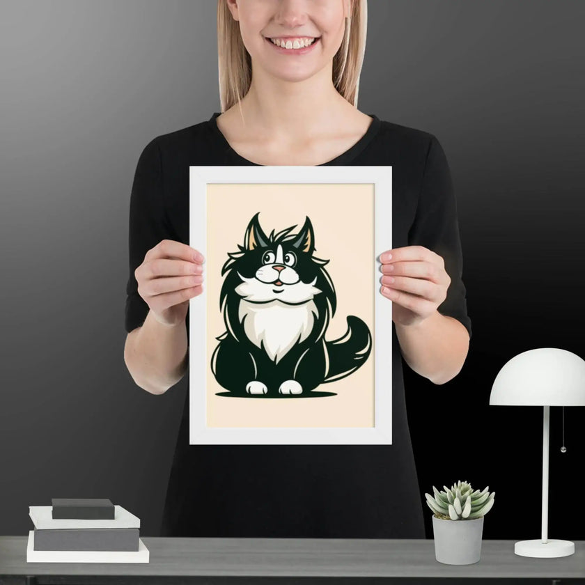 Cute Cat Illustration Framed poster - STYLISHOUR