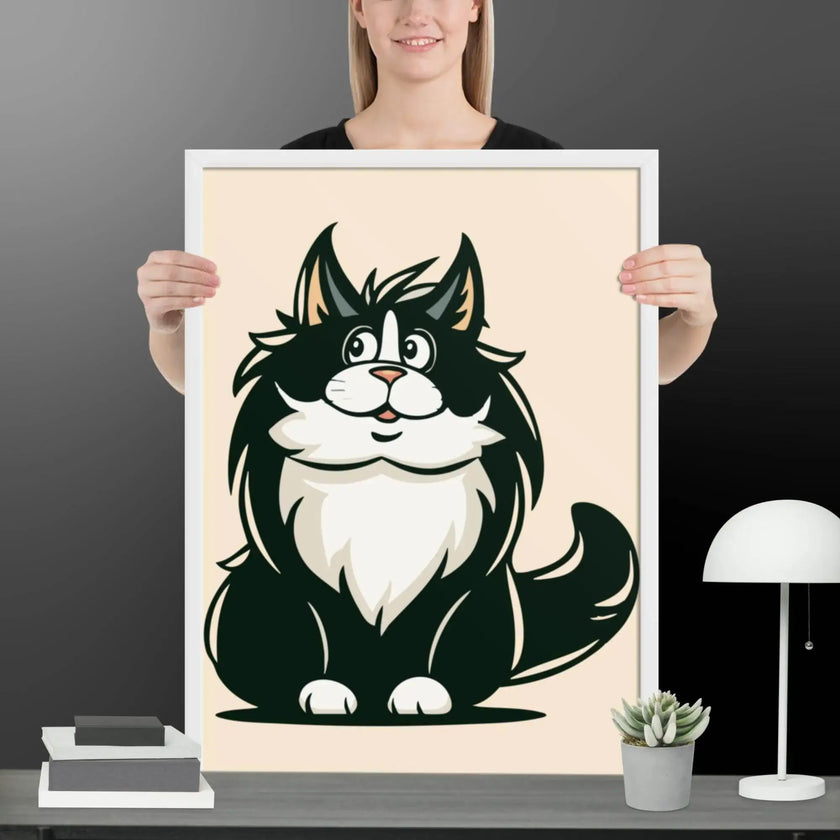 Cute Cat Illustration Framed poster - STYLISHOUR