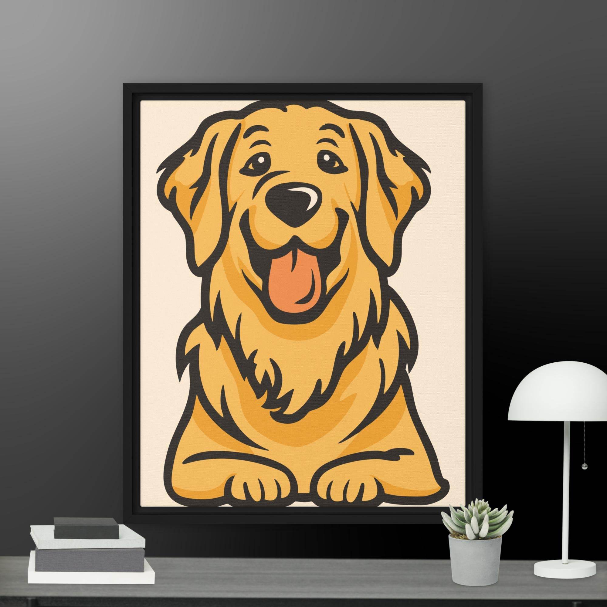 Golden Cute Dog Framed canvas - STYLISHOUR