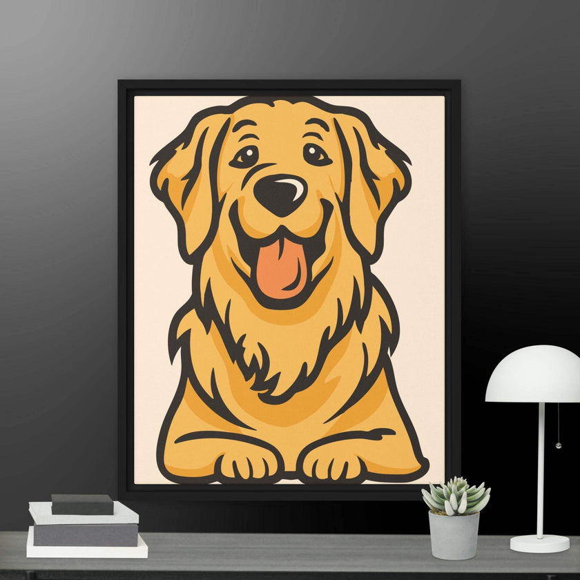 Golden Cute Dog Framed canvas - STYLISHOUR