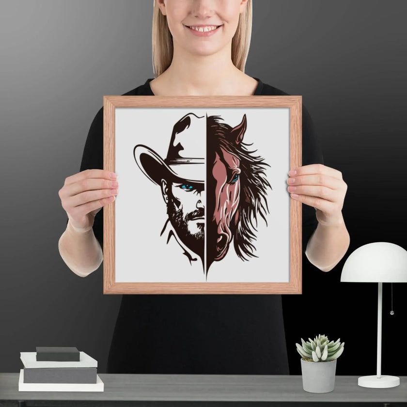 Western Whinny – Fusion of Horse Cowboy Poster - STYLISHOUR