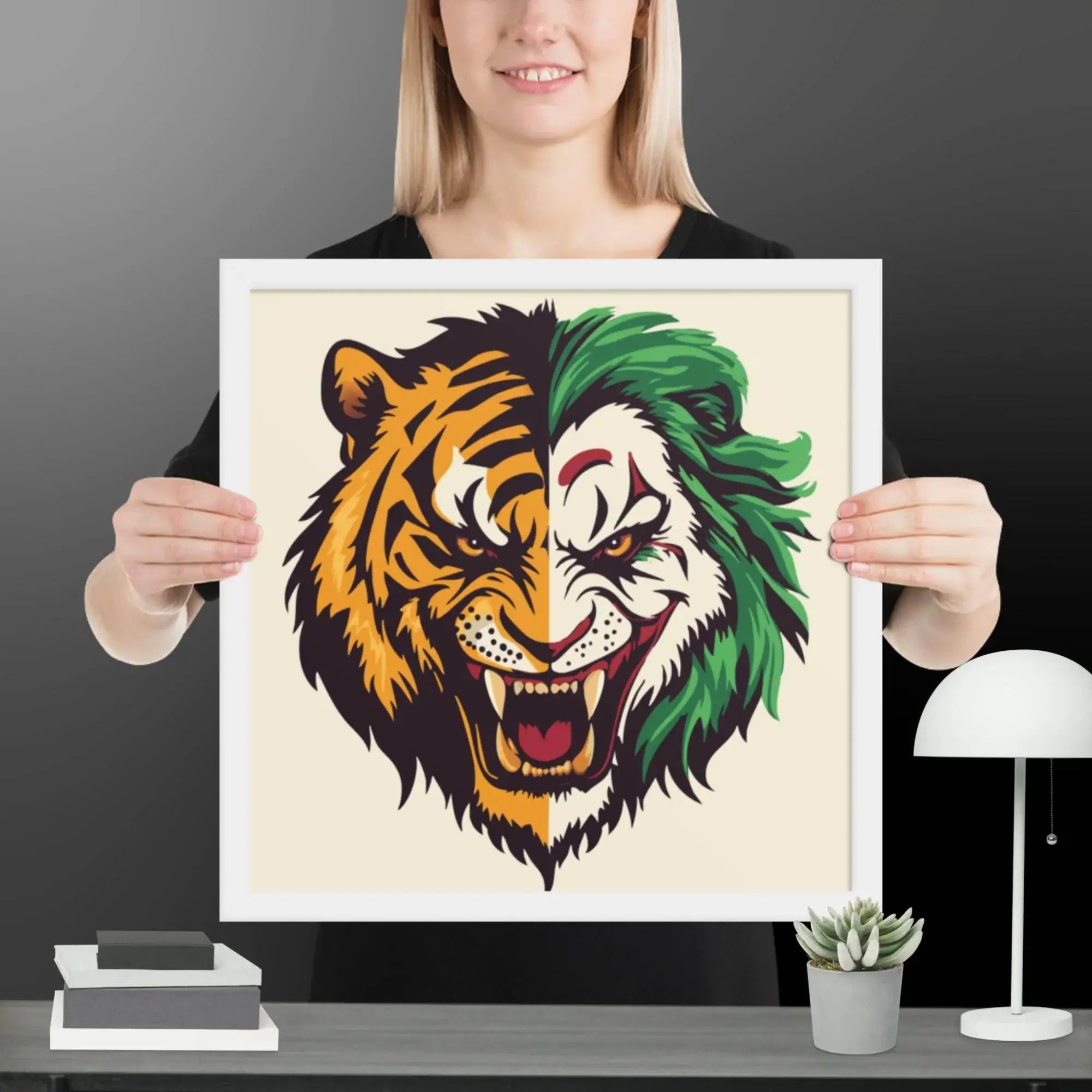 Roaring Madness – Joker Lion Fusion Art Print - STYLISHOUR