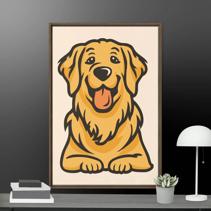 Golden Cute Dog Framed canvas - STYLISHOUR