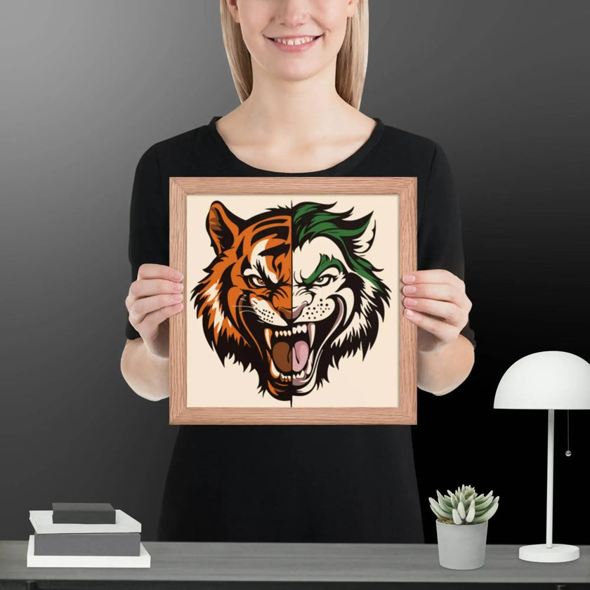 Roaring Madness – Joker Lion Fusion Art Framed poster - STYLISHOUR