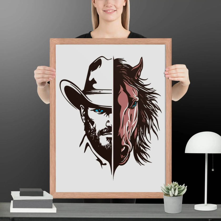 Western Whinny – Fusion of Horse Cowboy Poster - STYLISHOUR