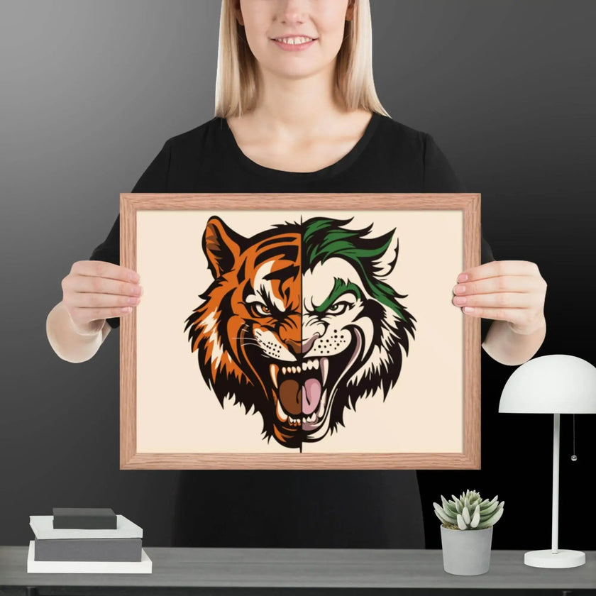 Roaring Madness – Joker Lion Fusion Art Framed poster - STYLISHOUR