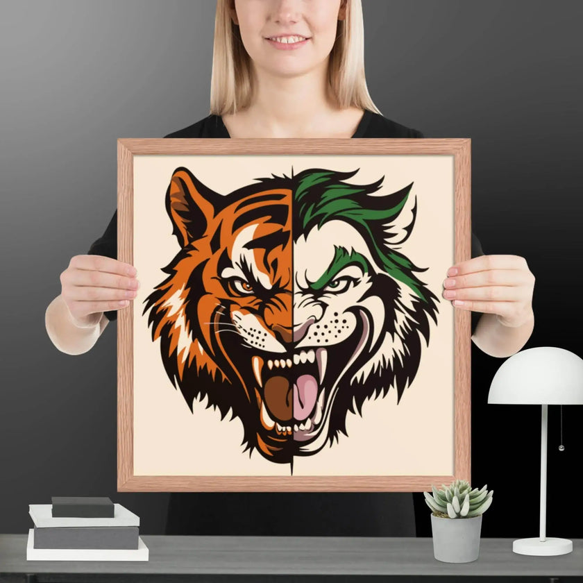Roaring Madness – Joker Lion Fusion Art Framed poster - STYLISHOUR