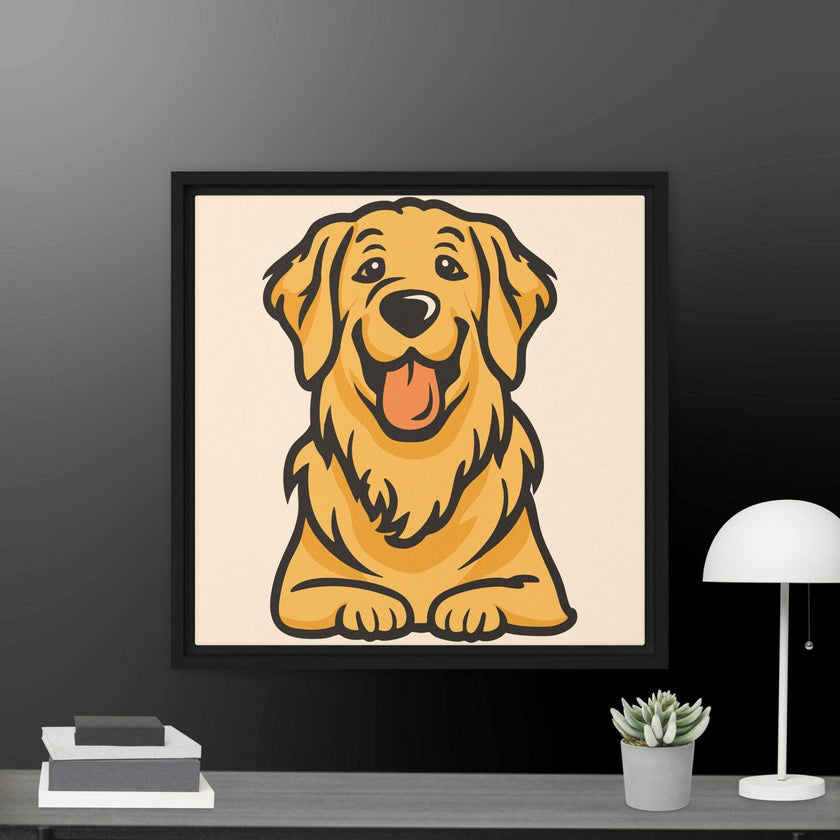 Golden Cute Dog Framed canvas - STYLISHOUR