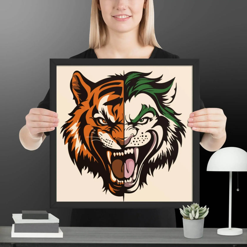 Roaring Madness – Joker Lion Fusion Art Framed poster - STYLISHOUR