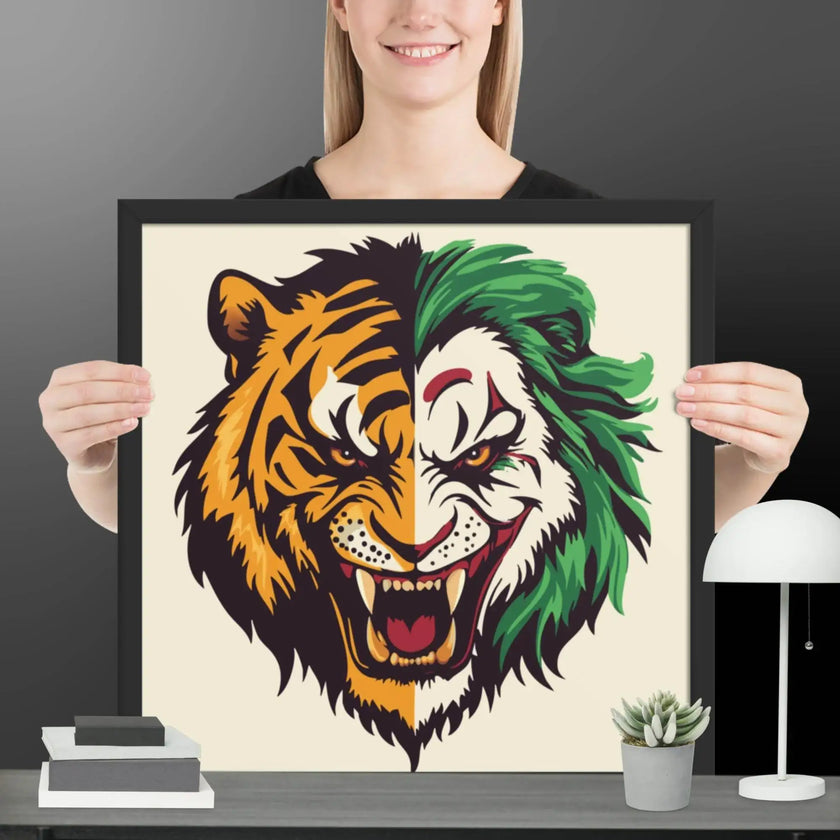Roaring Madness – Joker Lion Fusion Art Print - STYLISHOUR