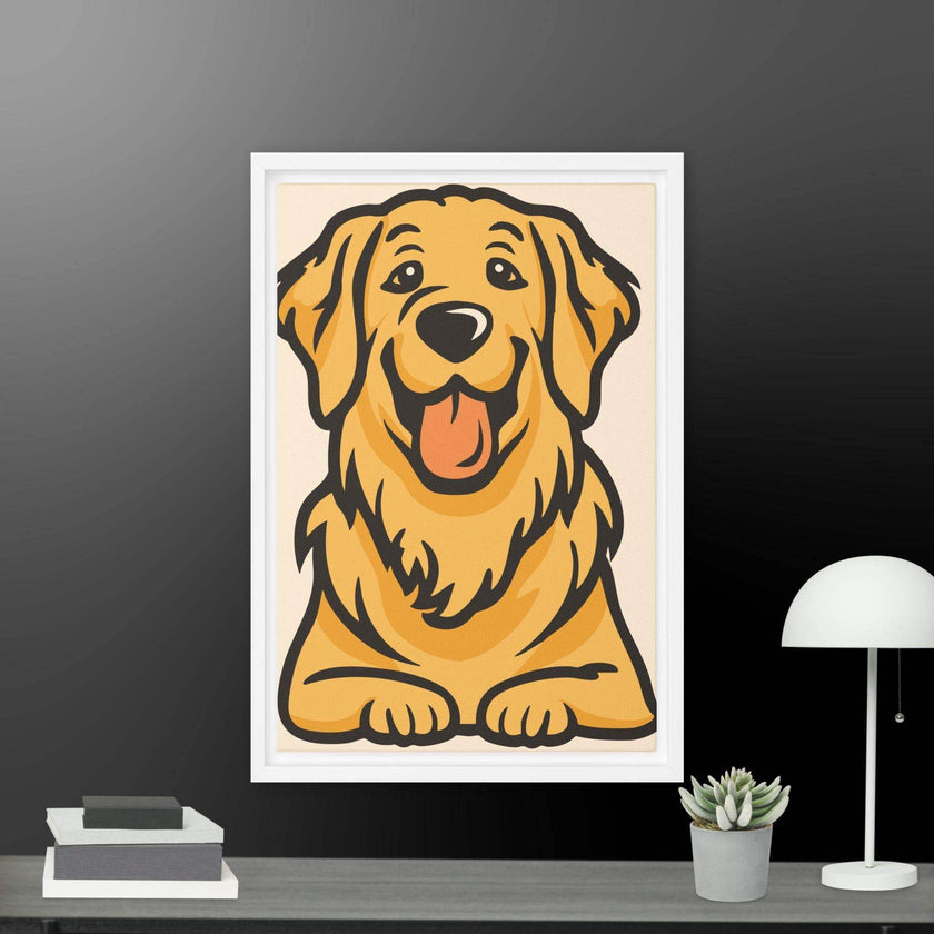 Golden Cute Dog Framed canvas - STYLISHOUR