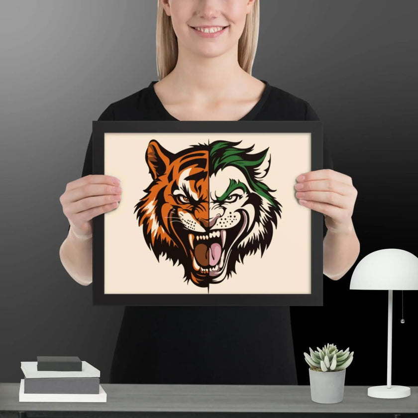 Roaring Madness – Joker Lion Fusion Art Framed poster - STYLISHOUR