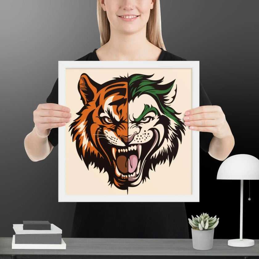 Roaring Madness – Joker Lion Fusion Art Framed poster - STYLISHOUR