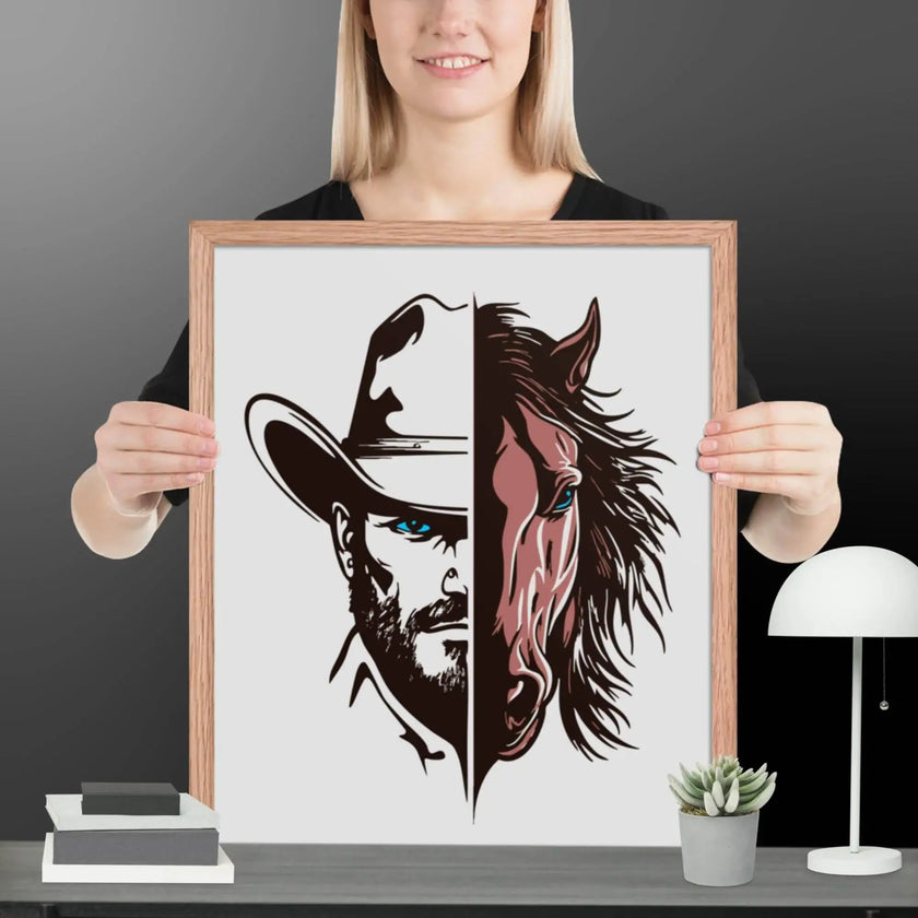 Western Whinny – Fusion of Horse Cowboy Poster - STYLISHOUR