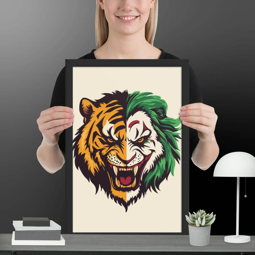 Roaring Madness – Joker Lion Fusion Art Print - STYLISHOUR