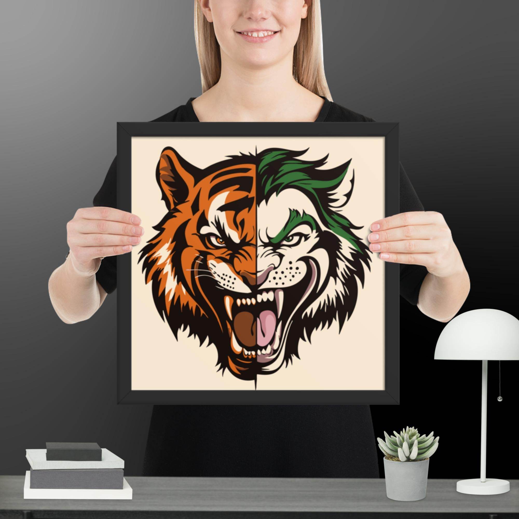Roaring Madness – Joker Lion Fusion Art Framed poster - STYLISHOUR