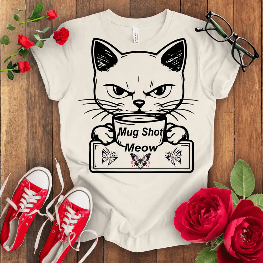 Meow Mug T-shirt - Paws-itively purrfect attire! - STYLISHOUR