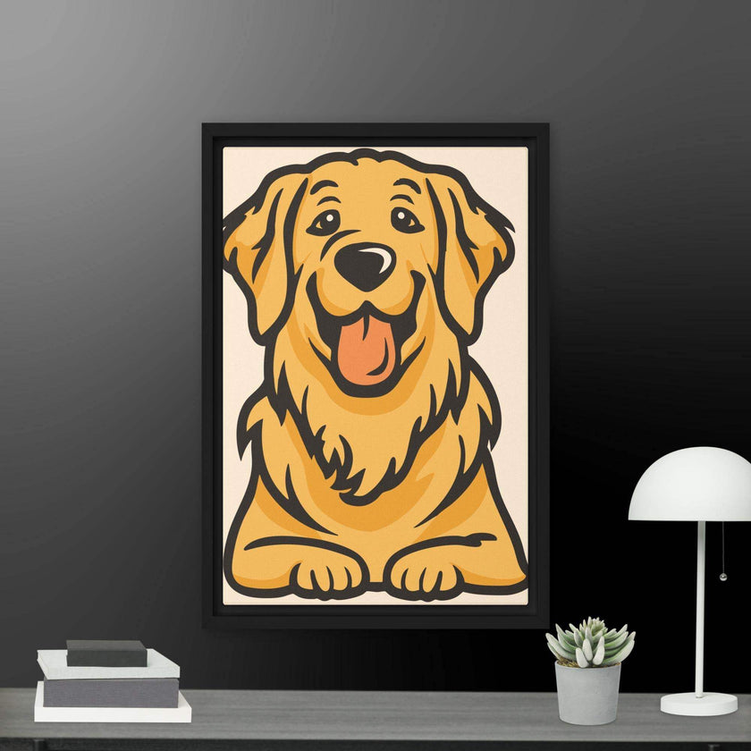 Golden Cute Dog Framed canvas - STYLISHOUR