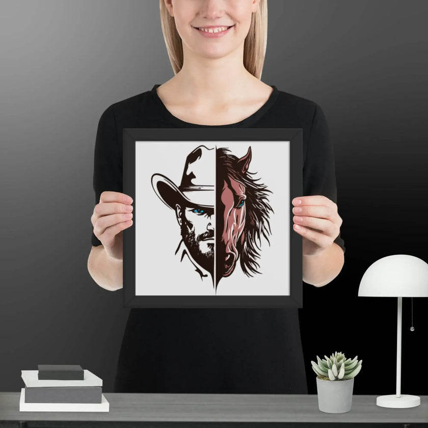 Western Whinny – Fusion of Horse Cowboy Poster - STYLISHOUR