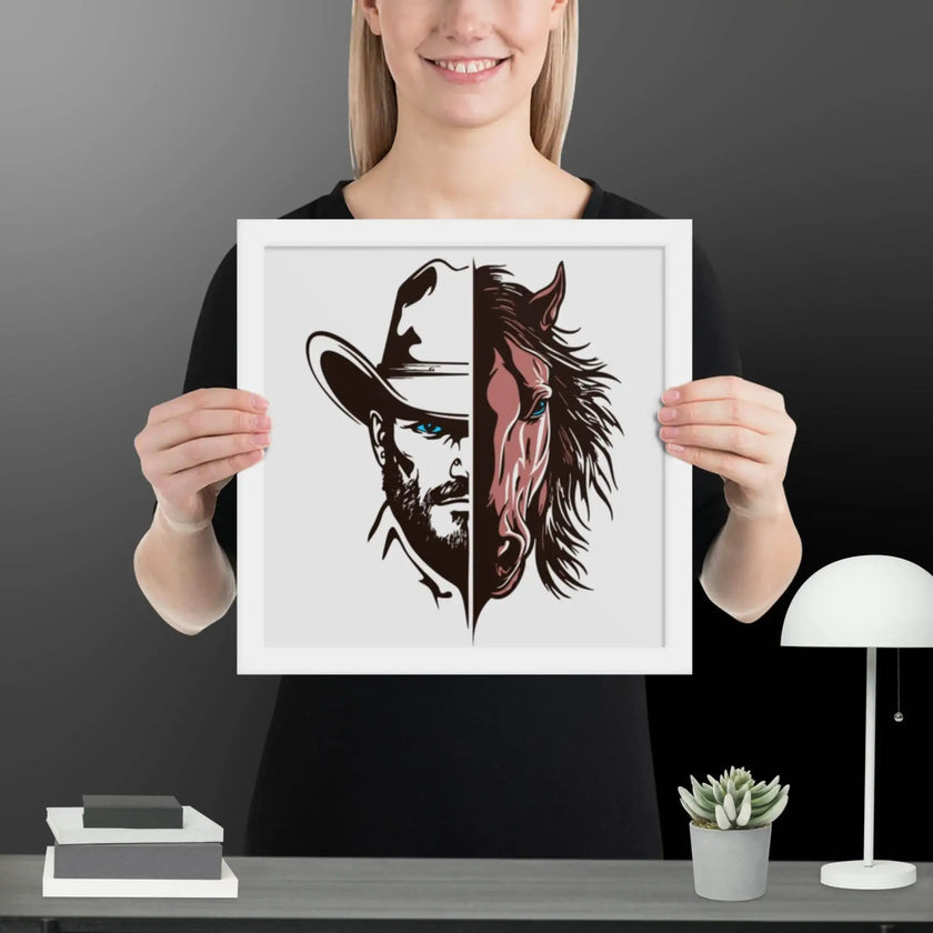 Western Whinny – Fusion of Horse Cowboy Poster - STYLISHOUR