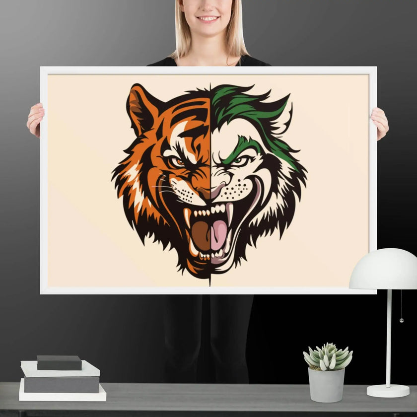 Roaring Madness – Joker Lion Fusion Art Framed poster - STYLISHOUR